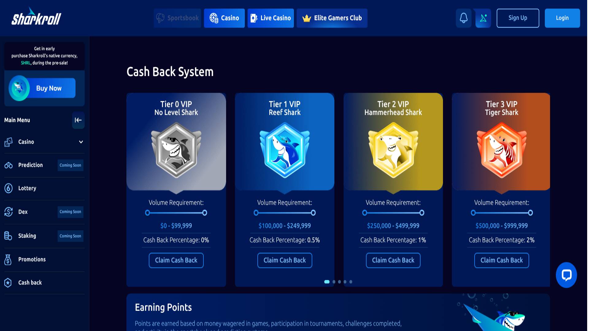 VIP Screenshot of Sharkroll Casino for Desktop