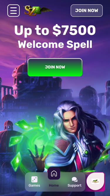 Page d'accueil mobile de Shazam Casino