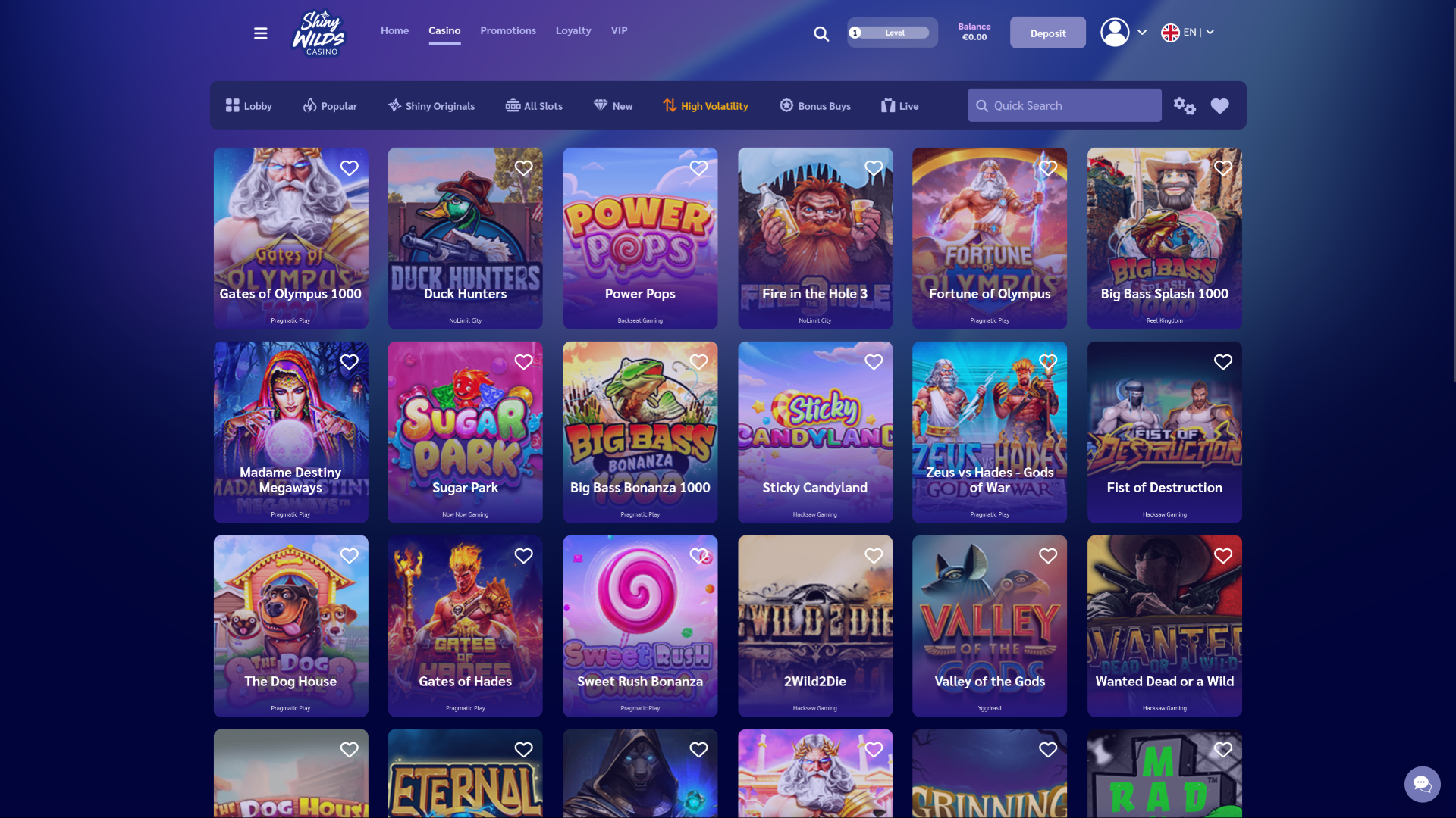 Shiny Wilds Casino Desktop-Spiele mit hoher Volatilität