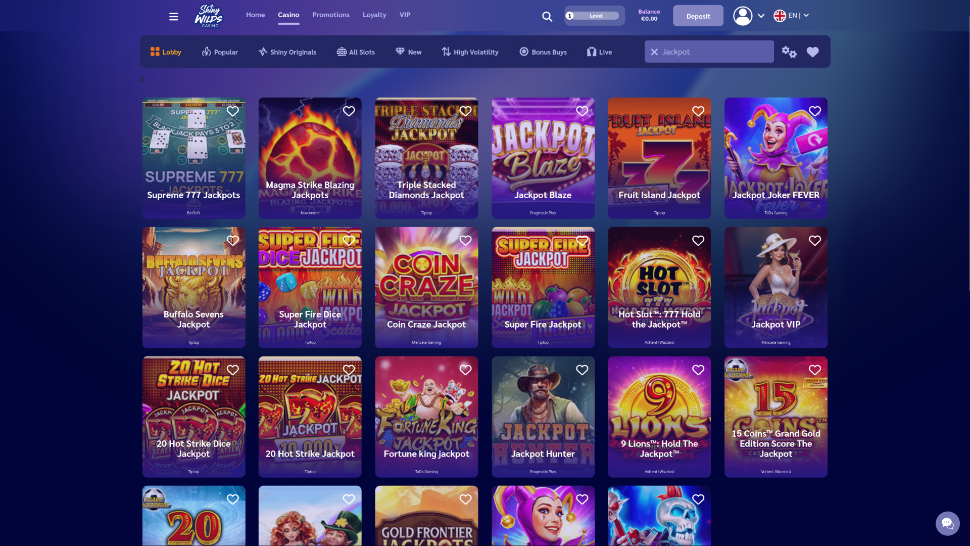 Shiny Wilds Casino Desktop Jackpot