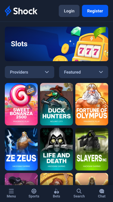 Мобильные игры Shock Casino