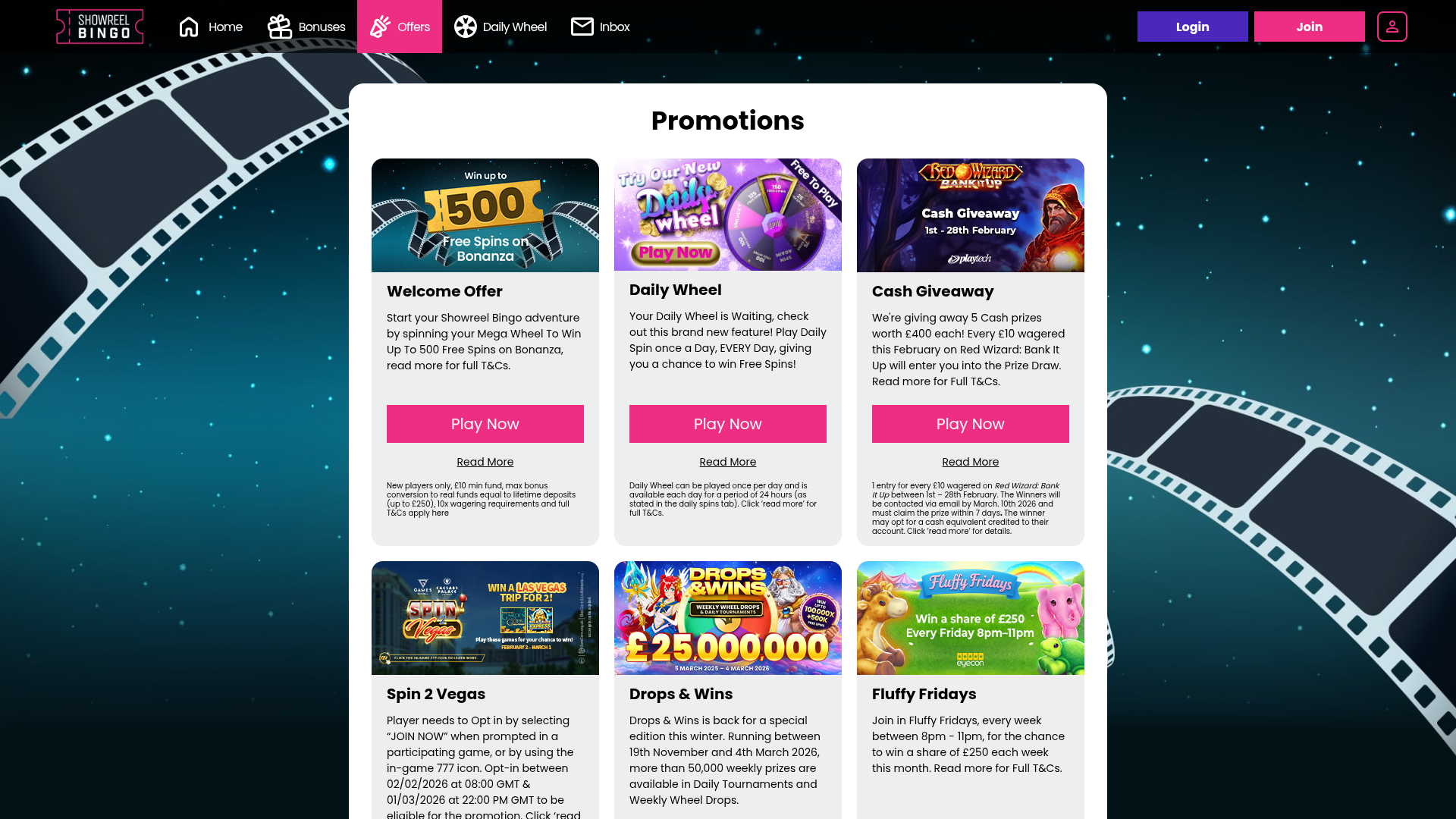 Promotions de casino Showreel Bingo sur ordinateur