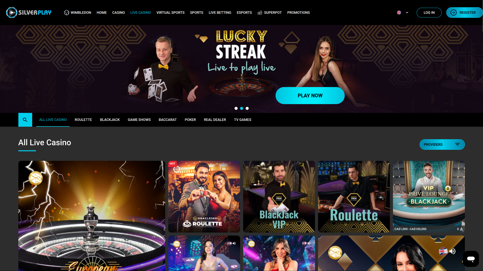 Crupier en vivo de SilverPlay Casino en escritorio