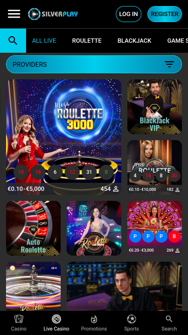 Crupier en vivo de SilverPlay Casino en móvil