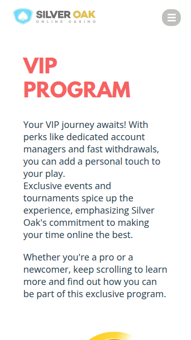 Programa VIP móvil del casino Silver Oak