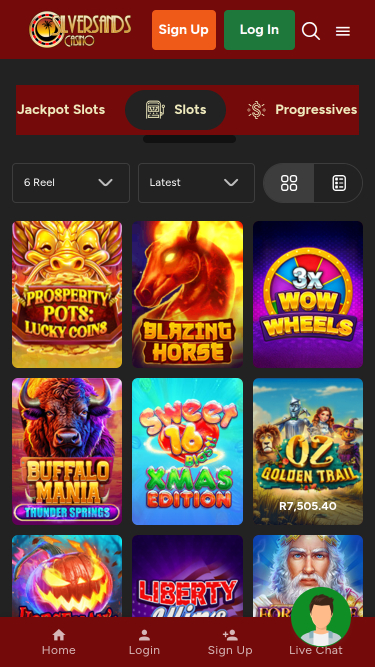 Jeux mobiles du casino Silversands