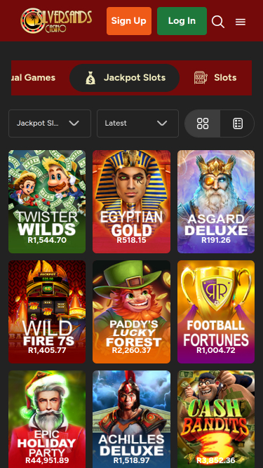 Jackpot mobile du casino Silversands