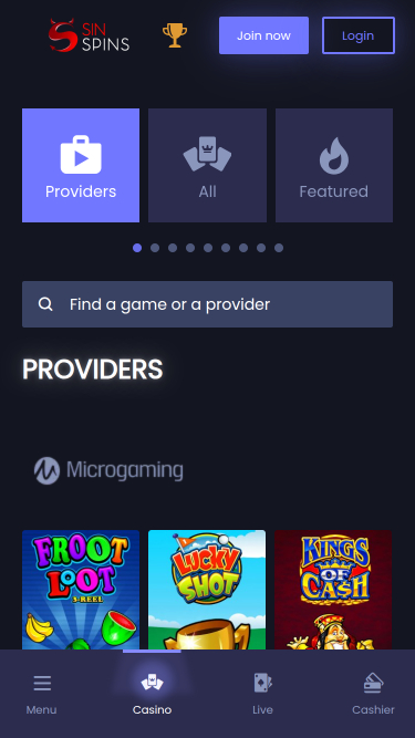 Développeurs de jeux mobiles de Sin Spins Casino