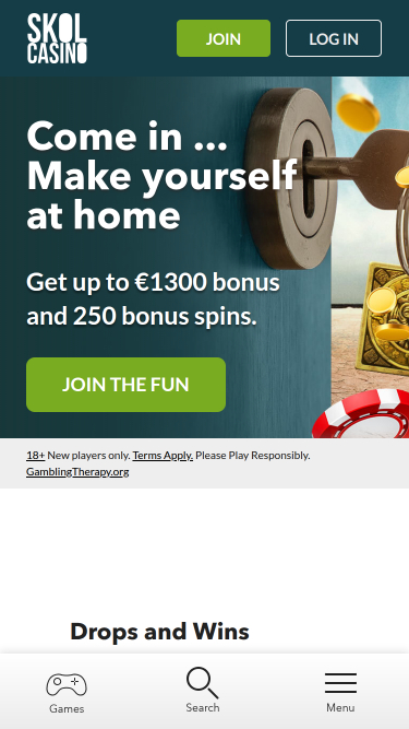 Página de inicio móvil de SkolCasino