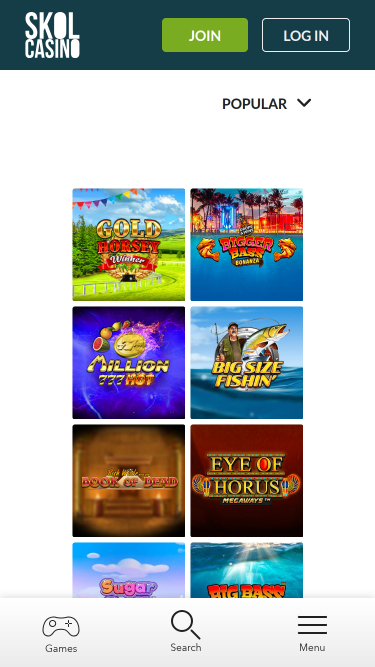 Más jugados móviles de SkolCasino