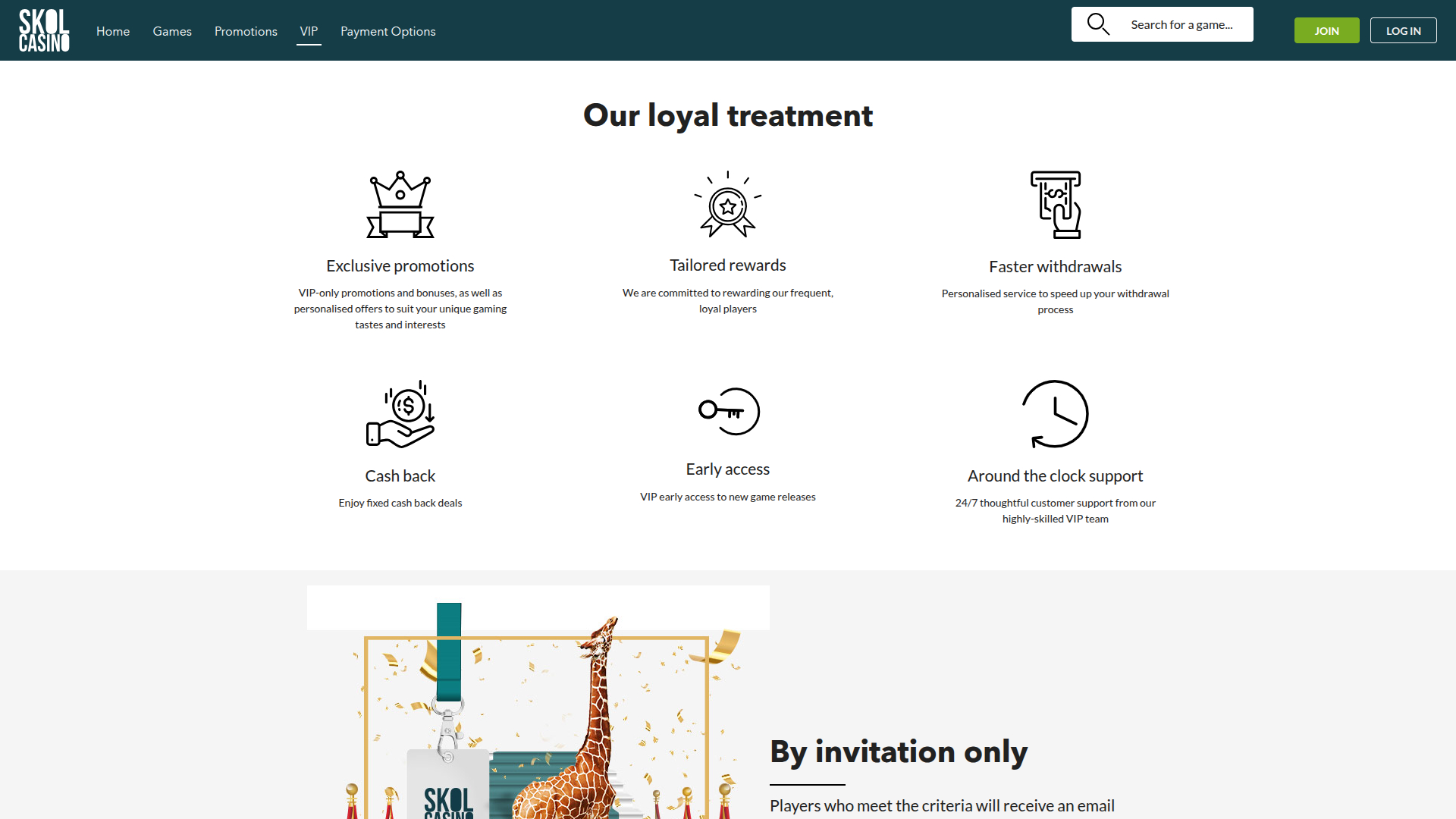 Programa VIP de SkolCasino para Escritorio