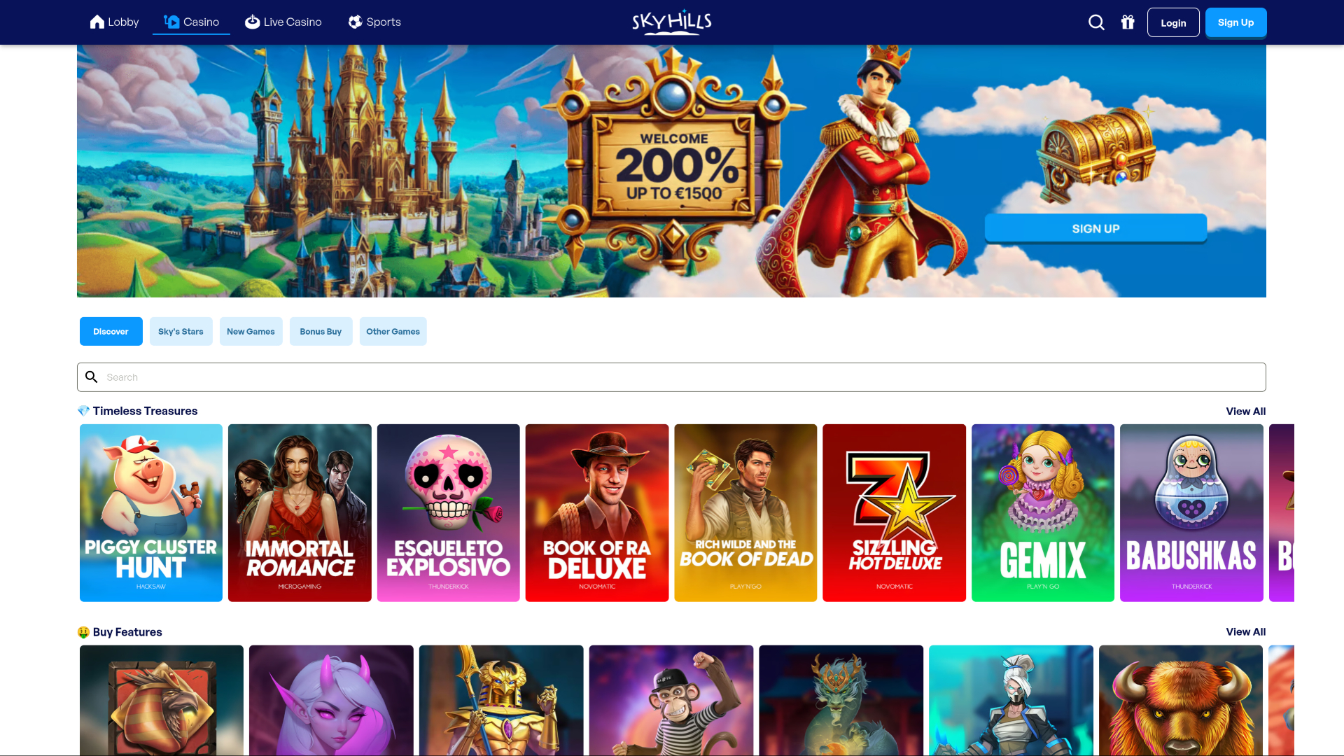 Sky Hills Casino Desktop-Spiele