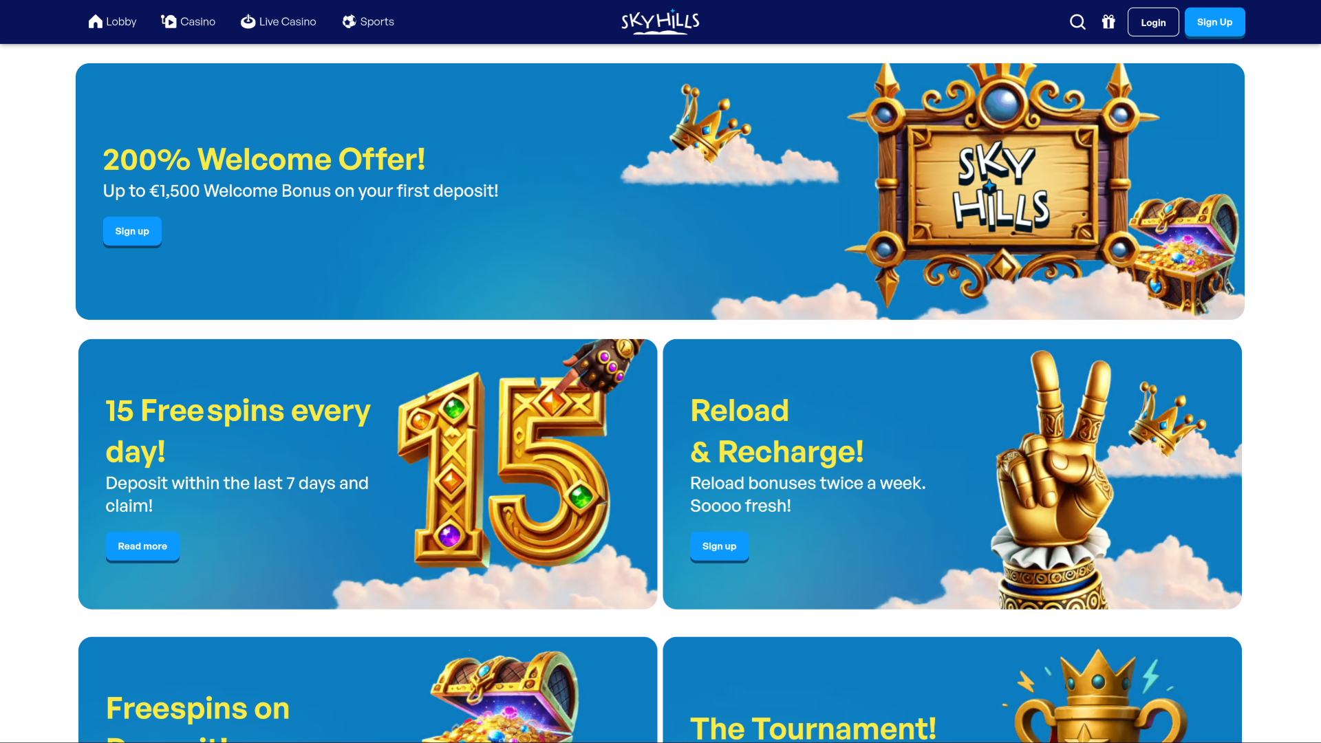 Sky Hills Casino Desktop-Aktionen