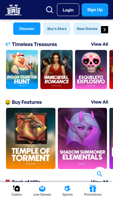 Sky Hills Casino Mobile-Spiele