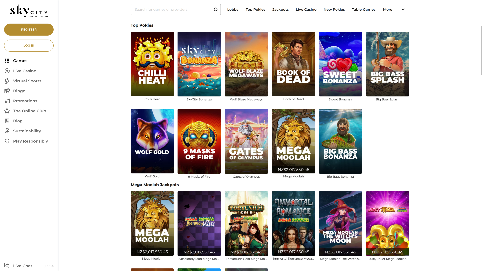 SkyCity Casino Desktop-Spiele