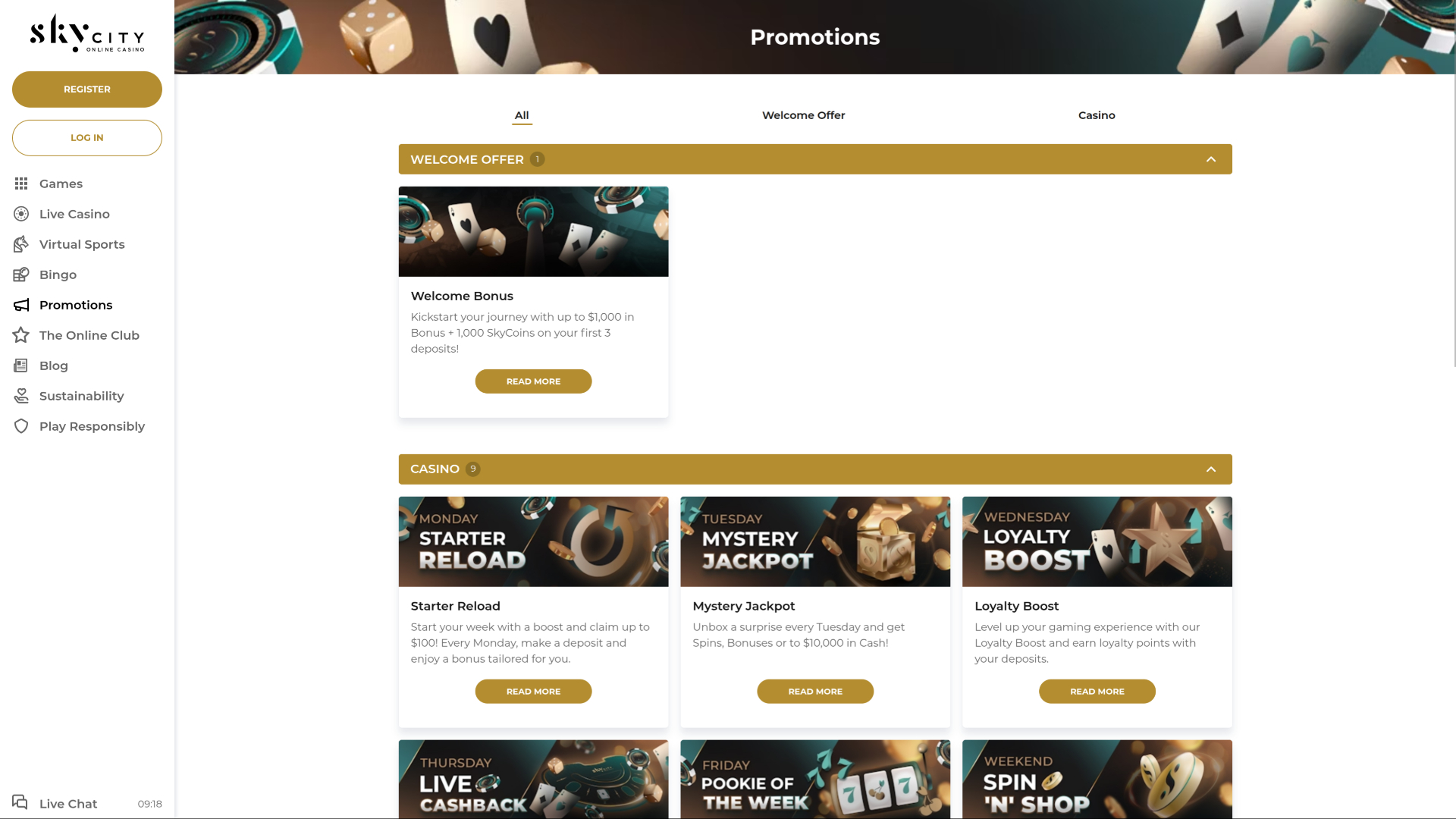 SkyCity Casino Desktop-Aktionen