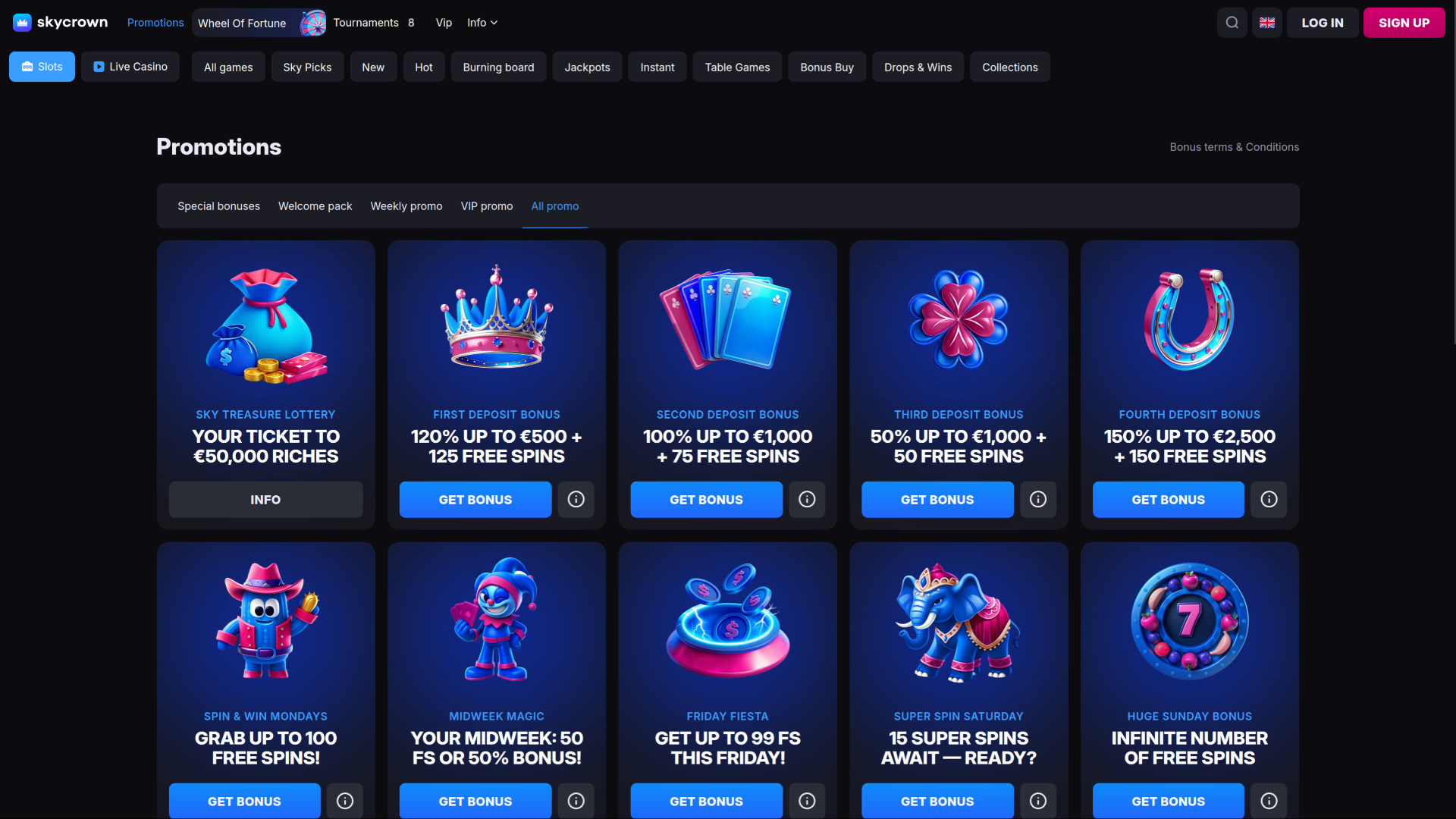 Promotions de Skycrown Casino sur ordinateur