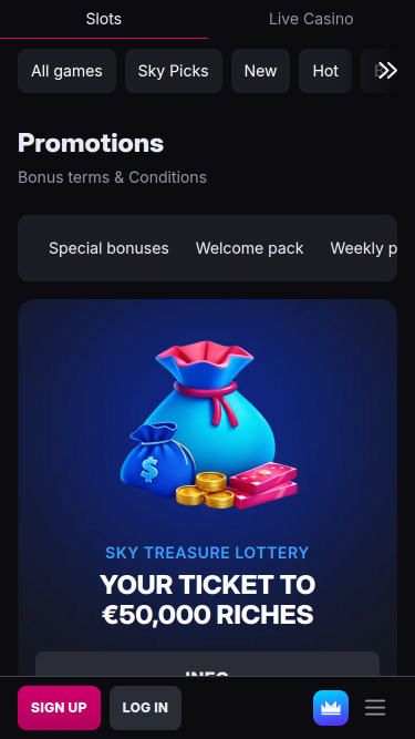 Promotions de Skycrown Casino sur mobile