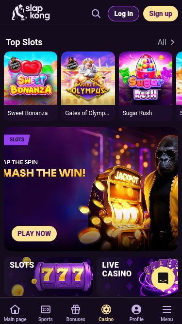 Jeux de casino SlapKong sur mobile
