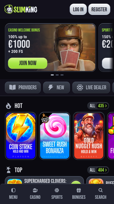 SlimKing Casino Homepage