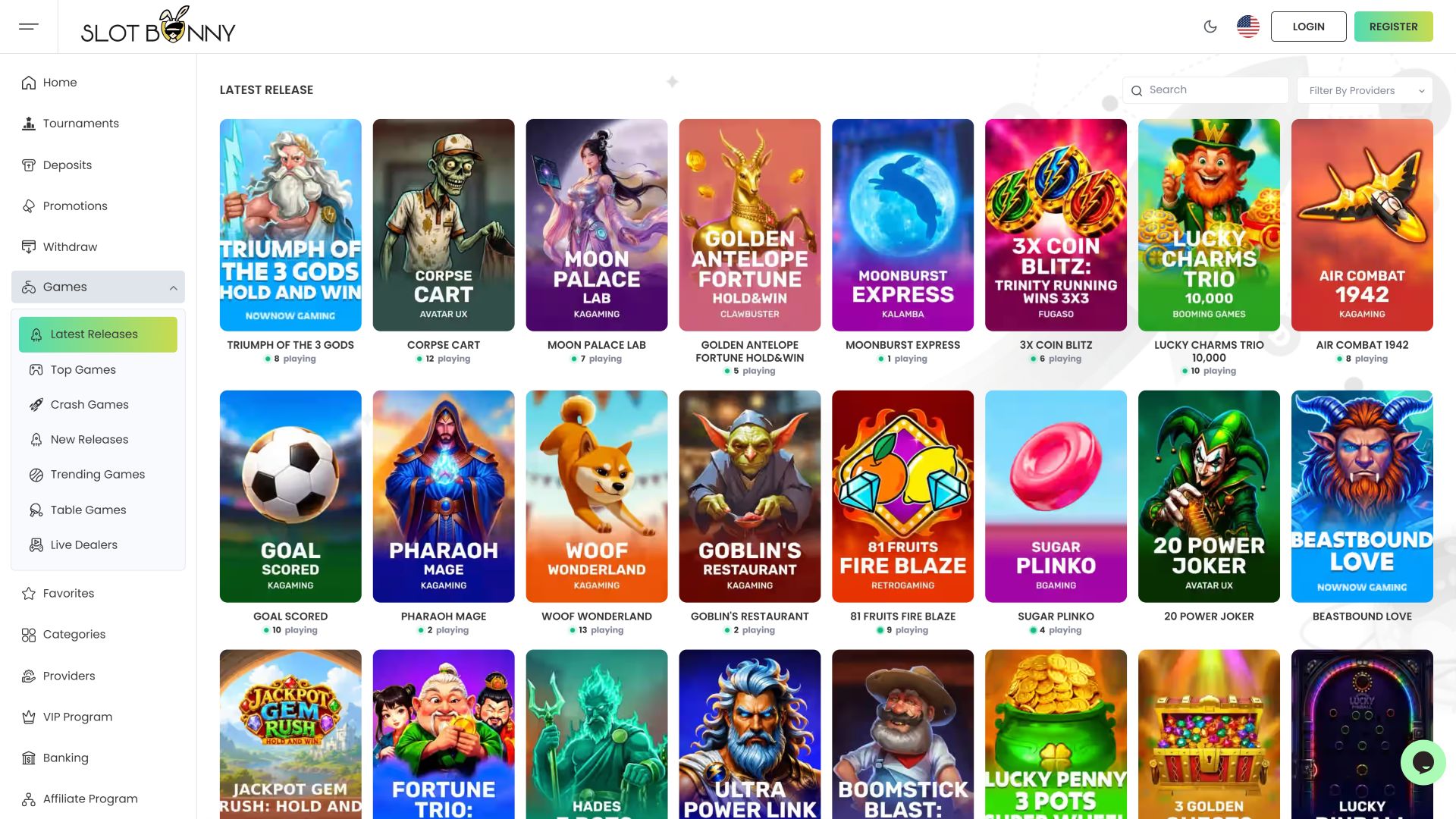 Juegos de escritorio de Slot Bunny Casino