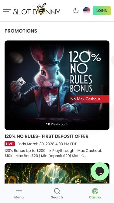 Promociones móviles del casino Slot Bunny