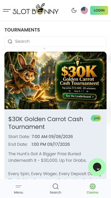 Torneos móviles de Slot Bunny Casino