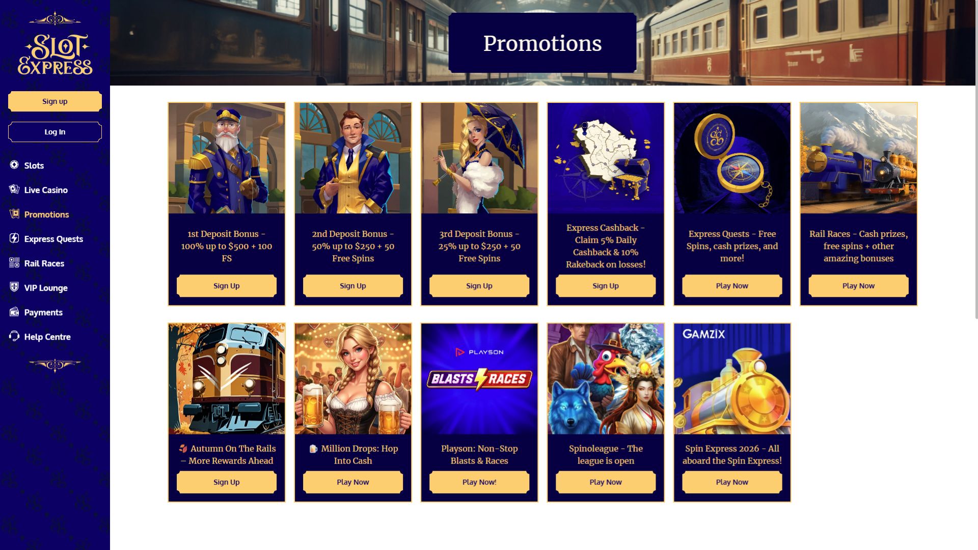 Promociones de escritorio de Slot Express Casino