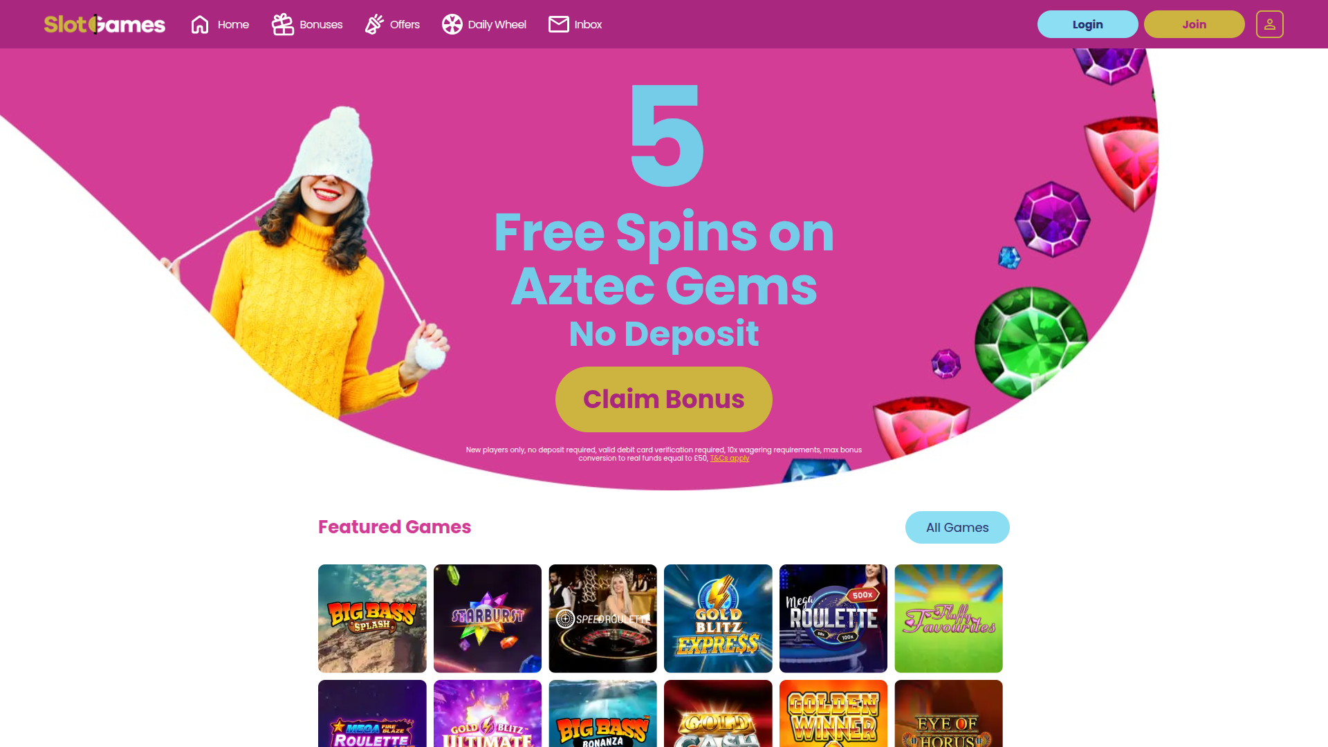 Pagina iniziale del desktop del casinò di giochi di slot