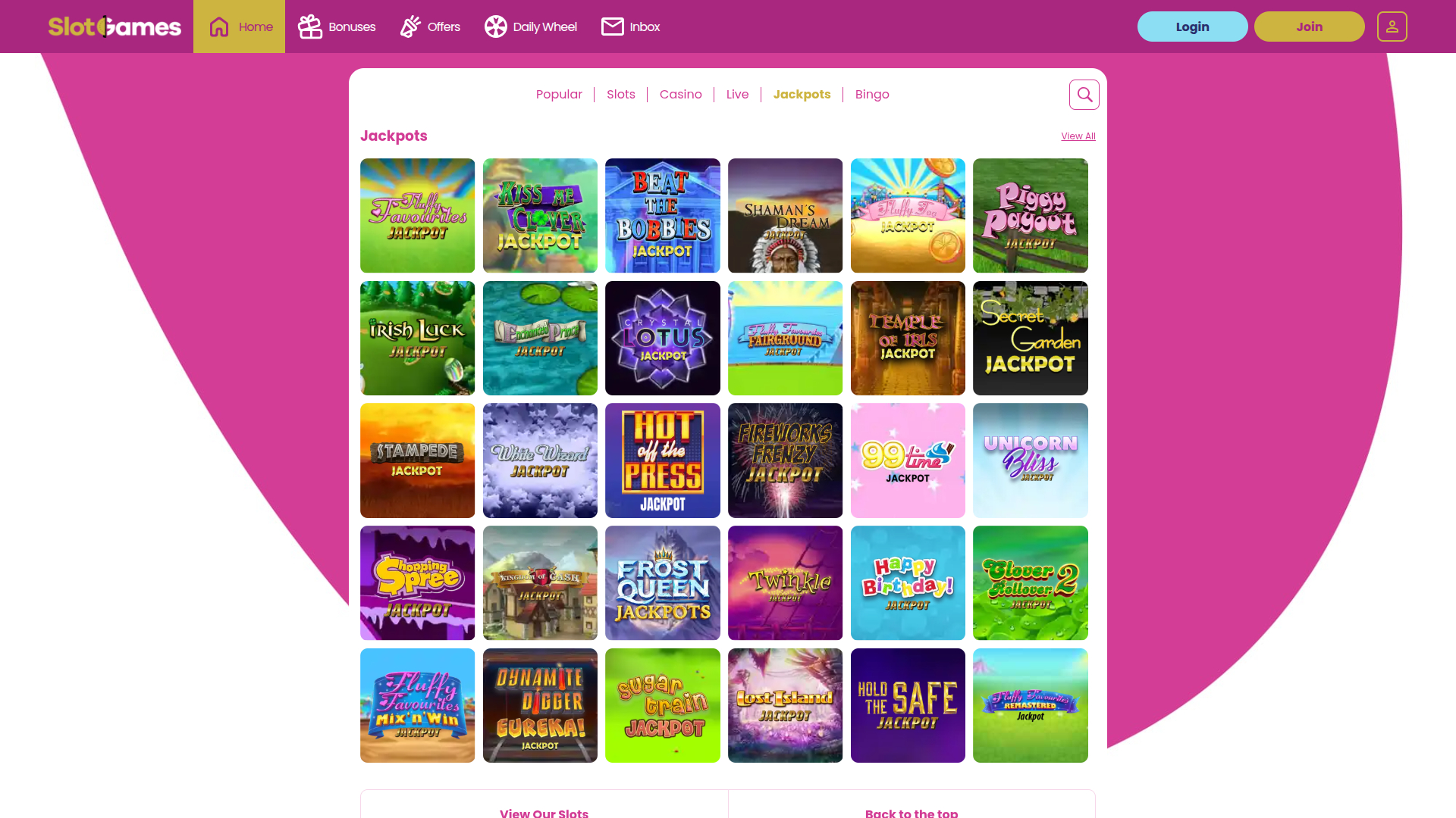 Giochi di slot Casinò Jackpot desktop