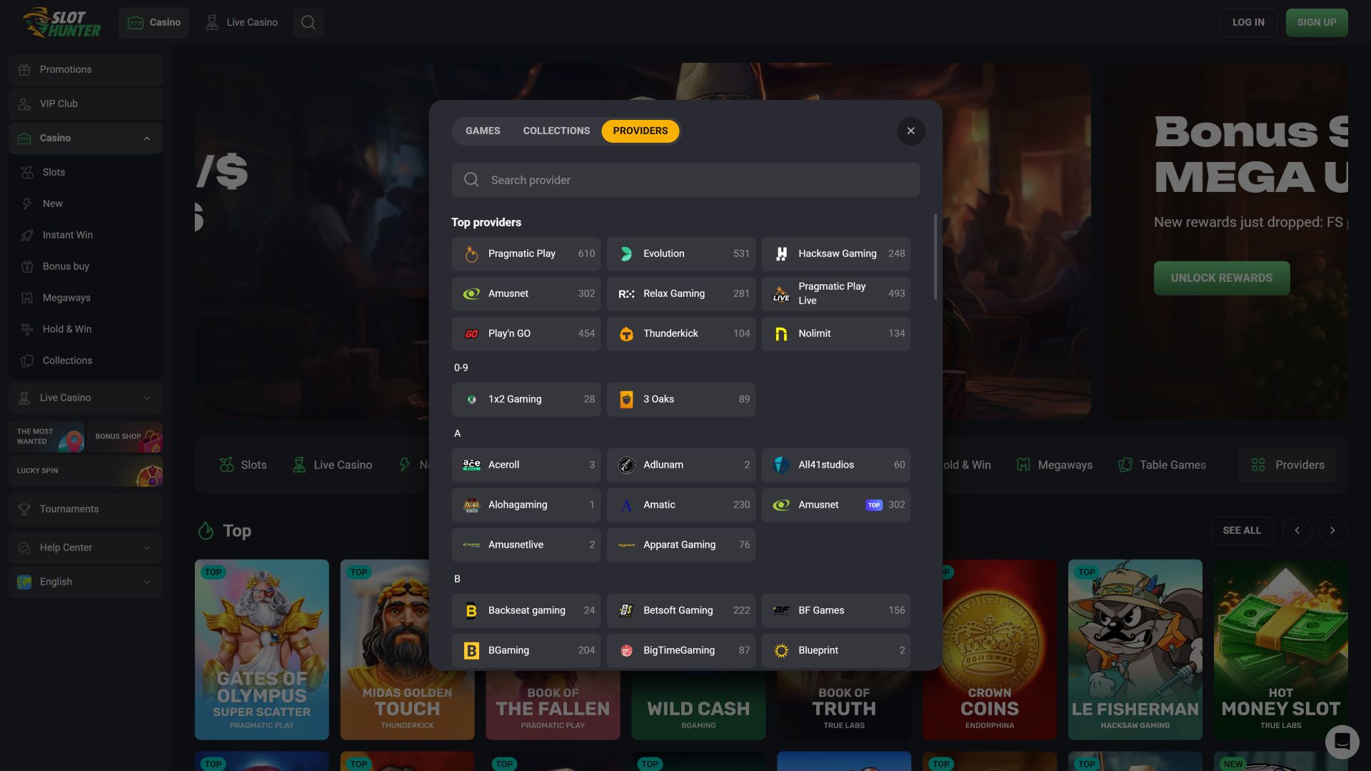 Développeurs de jeux de casino Slot Hunter pour ordinateur