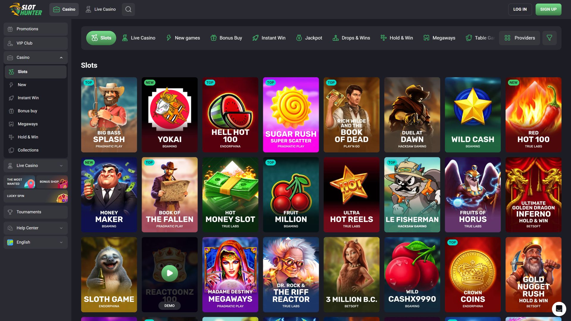 Jeux de casino Slot Hunter sur ordinateur