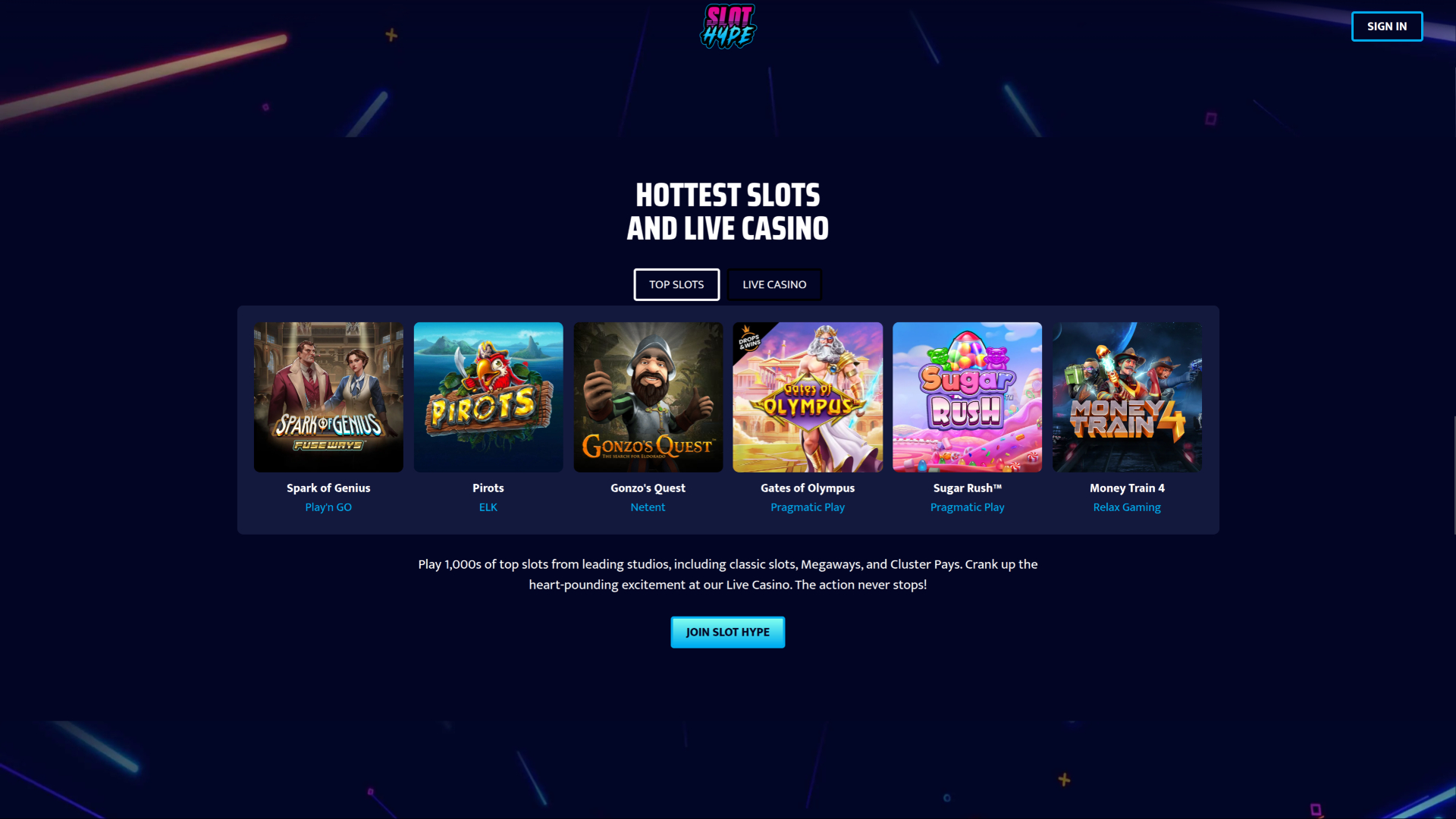 Slot Hype Casino Desktop-Spiele