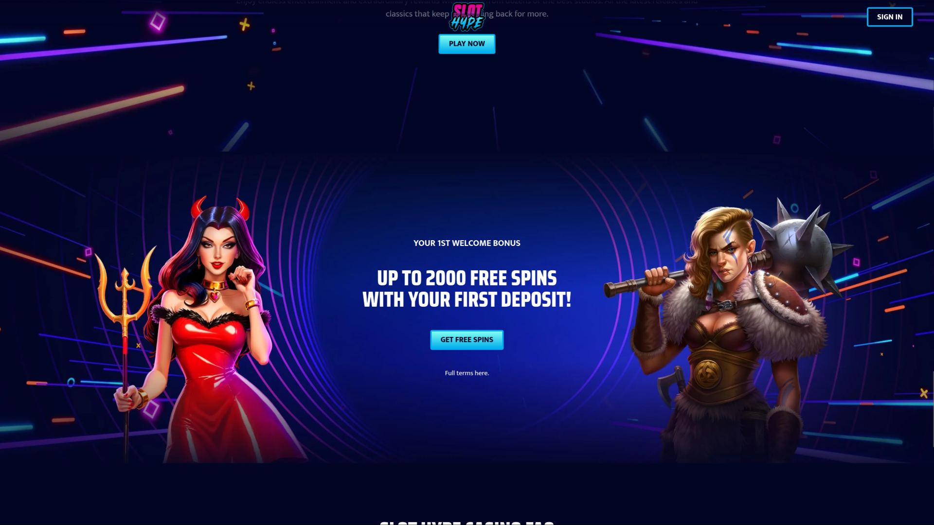 Slot Hype Casino Desktop-Willkommensbonus