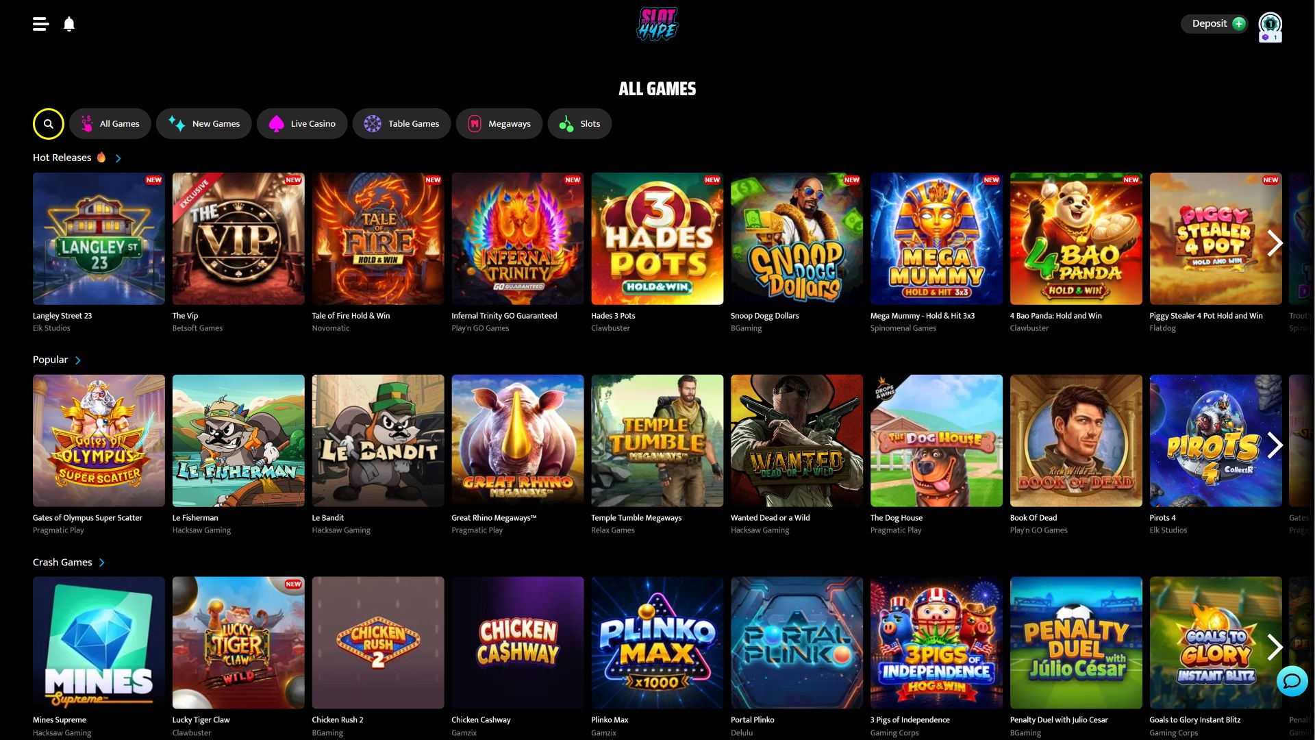 Slot Hype Casino Desktop Games