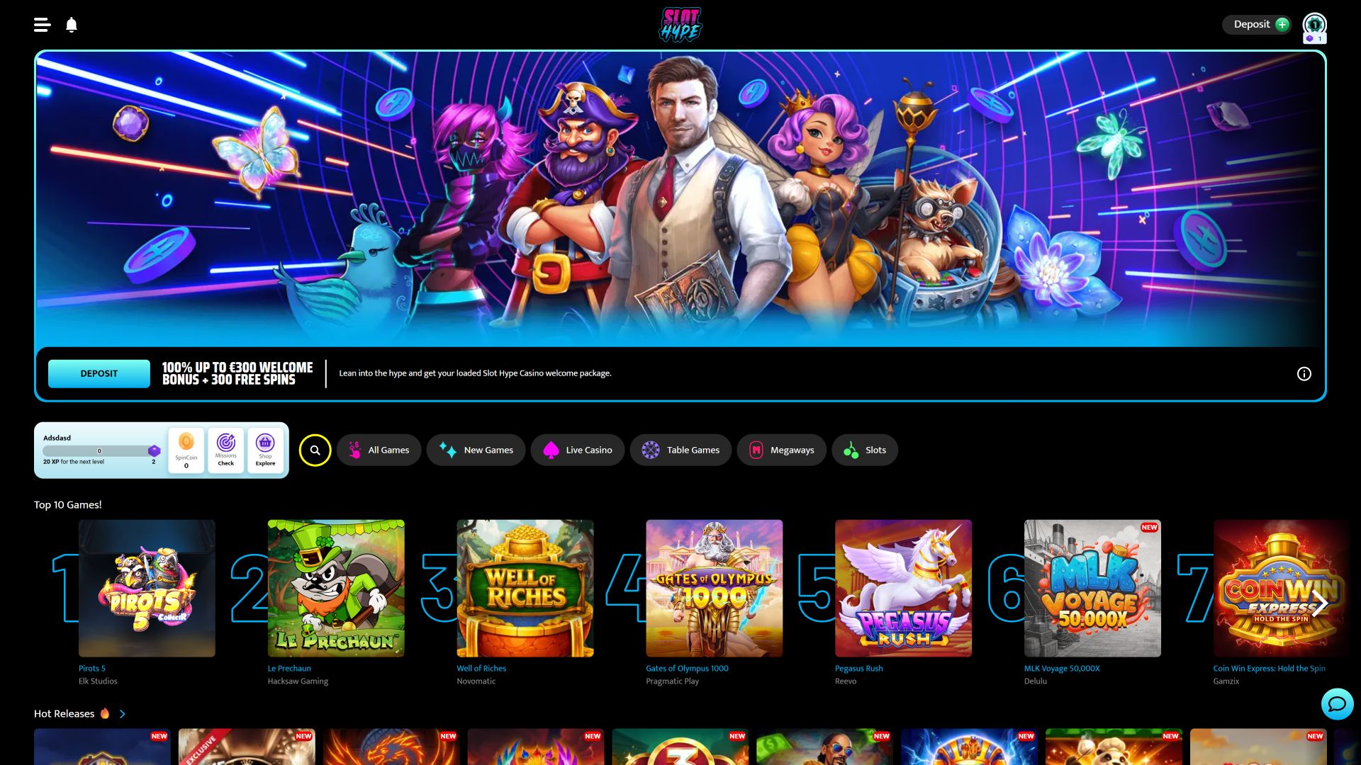 Slot Hype Casino Desktop Homepage