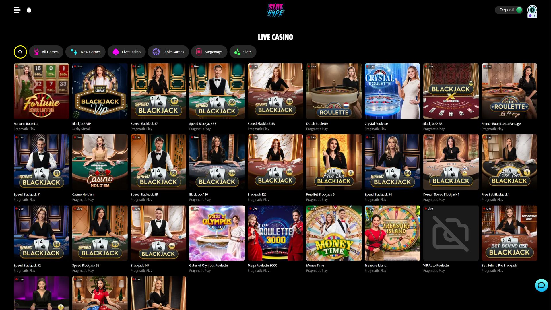 Slot Hype Casino Desktop Live Dealer