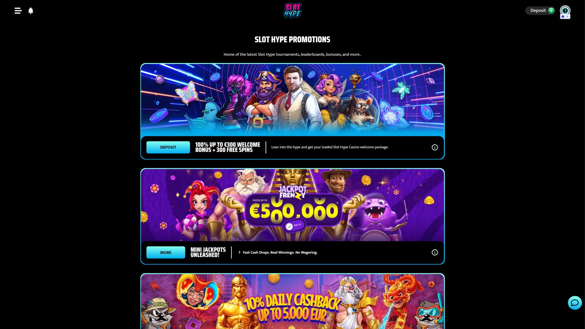 Slot Hype Casino Desktop Promotions