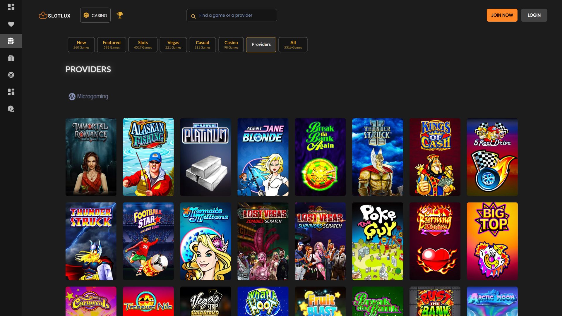 Desenvolvedores de jogos para computador Slot Lux Casino