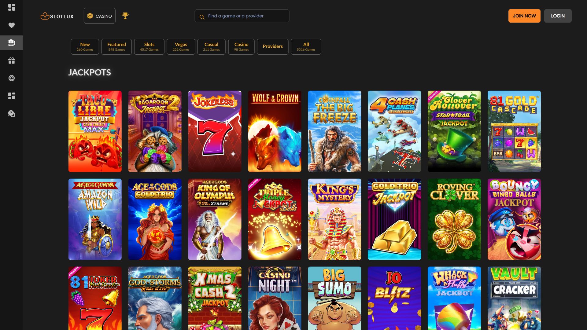 Jackpot para computador do Slot Lux Casino