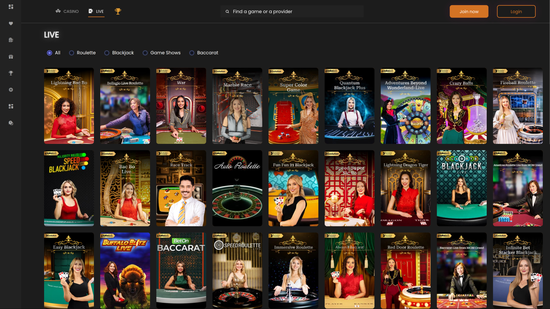 Croupiers en direct de Slot Lux Casino sur ordinateur
