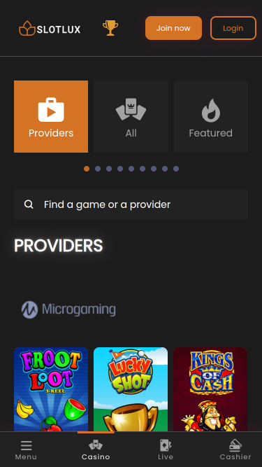 Développeurs de jeux mobiles de Slot Lux Casino