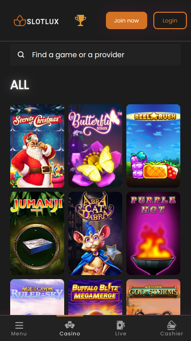 Jeux mobiles de Slot Lux Casino