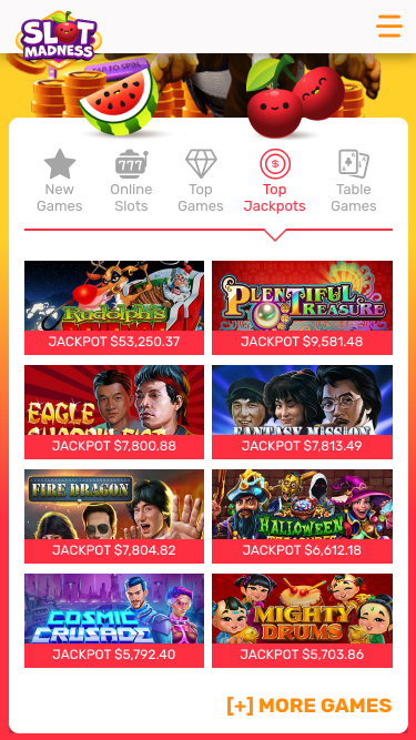 Мобиль ный джекпот Slot Madness Casino