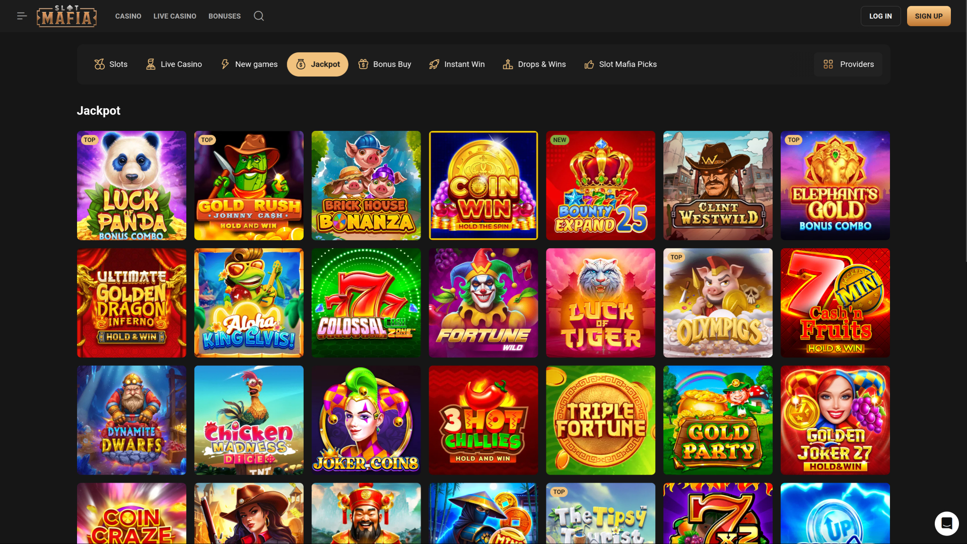 Jackpot sur bureau de SlotMafia Casino