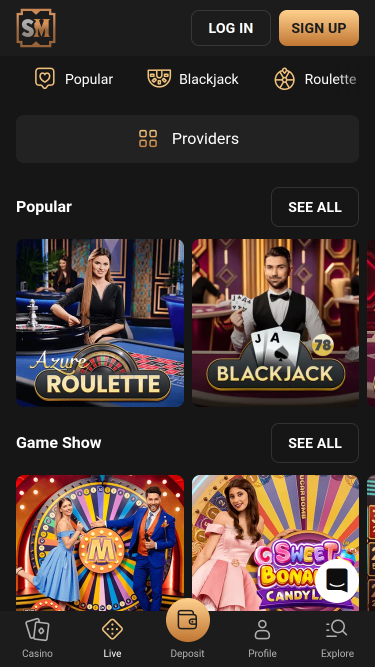 Croupier en direct mobile de SlotMafia Casino