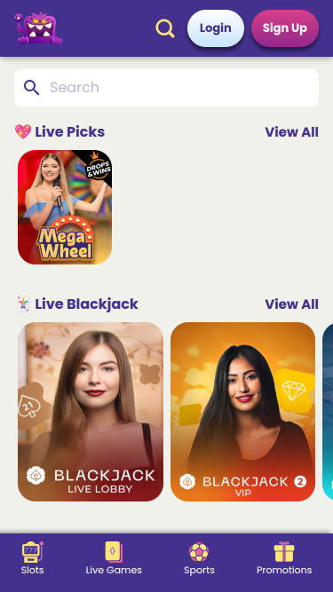 Live dealer mobile di Slot Monster Casino