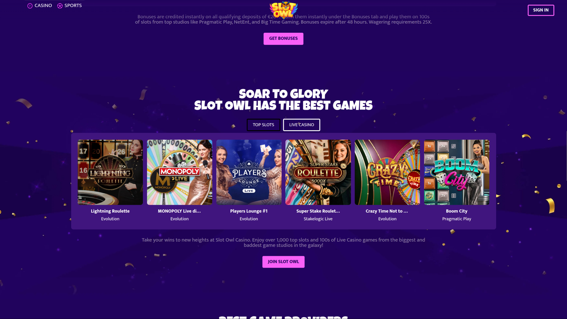 Croupier en direct sur bureau de Slot Owl Casino
