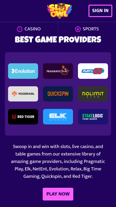 Développeurs de jeux mobiles de Slot Owl Casino