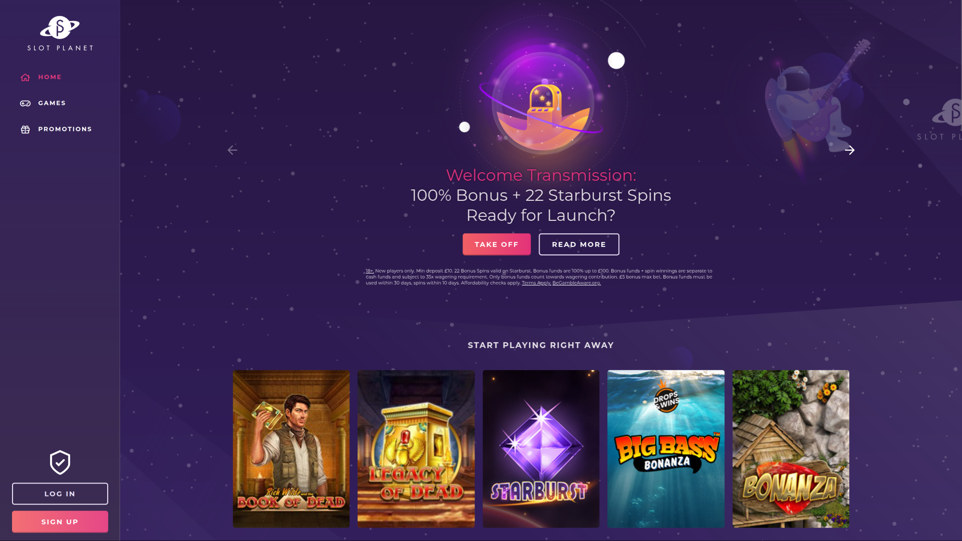 Slot Planet Casino Desktop Homepage